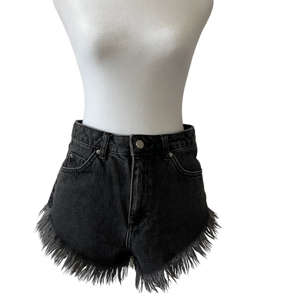 Topshop Moto Kiri High Waist Frayed Hem Denim Shorts Size 6 US /10 UK/38 EU - Picture 3 of 5